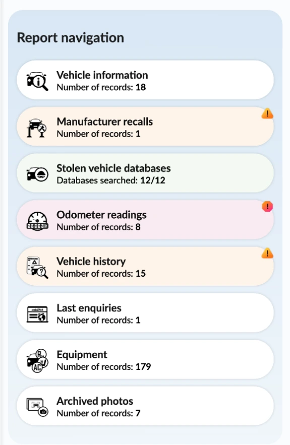 autoDNA Vehicle History Report - notification center