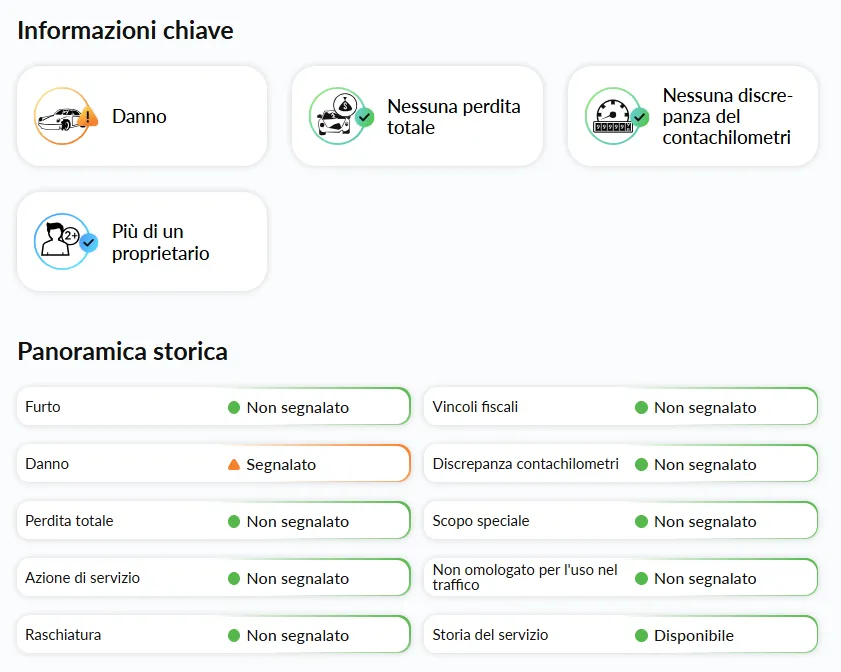 Informazioni introduttive nel Report sulla storia del veicolo autoDNA Informazioni introduttive nel Report sulla storia del veicolo autoDNA